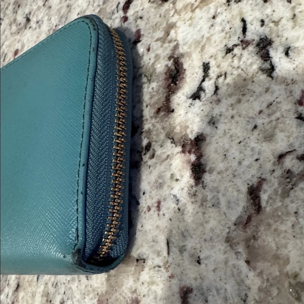 Tory Burch Teal Zip -Around Wallet